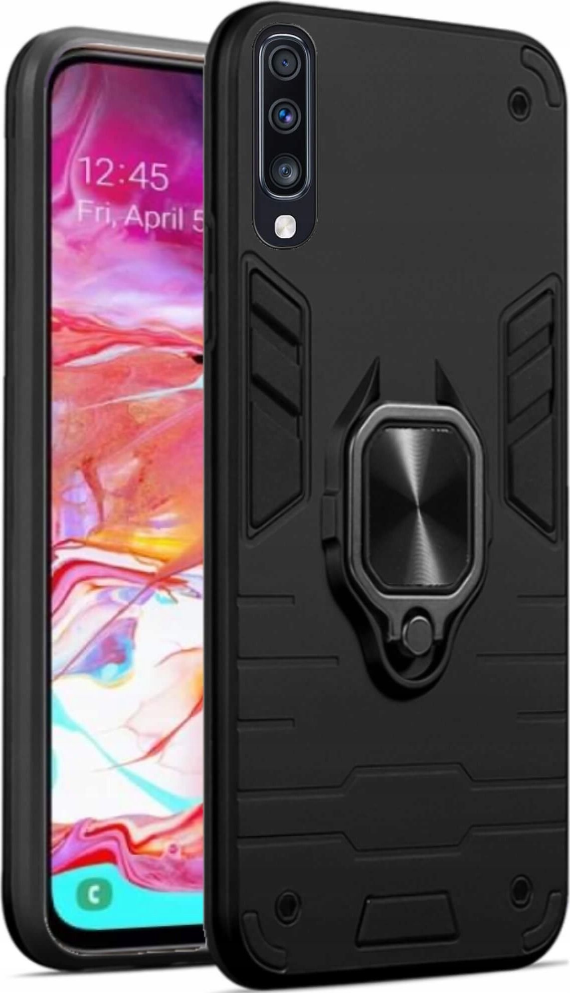 etumi Etui Pancerne Do Samsung Galaxy A70 Obudowa Ring Wzmocnione Hybrydowe Etui Ochronne Futerał Armor Pokrowiec Magnes Armr0007