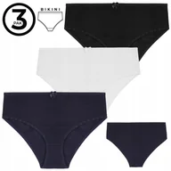 Majtki damskie - Majtki DAMSKIE bawełniane klasyczne biały czarny granat Basic 3-pak XL - miniaturka - grafika 1