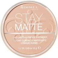 Pudry do twarzy - Rimmel Stay Matte Pressed Powder Puder matujący prasowany 003 Peach Glow, 14 g - miniaturka - grafika 1