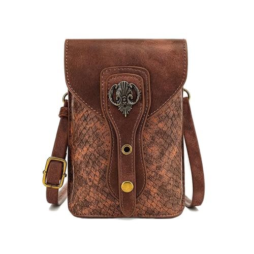 Larswon Torba renesansowa Belt Pouch Średniowieczny Skórzany pokrowiec na pasek Ren Make Akcesoria Mała torba na pasek na ramię Renesansowa torba na telefon komórkowy, Brązowy, M, Torba na ramię