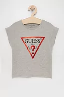 Koszulki dla dziewczynek - Guess T-shirt dziecięcy kolor szary - miniaturka - grafika 1