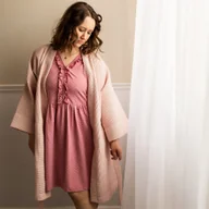 Piżamy ciążowe - EWA 968474 LINDA Koszula ciążowa różowa serca XXL - miniaturka - grafika 1