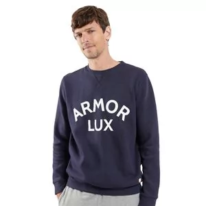 Swetry męskie - Bluza bawełniana z nadrukiem Armor Lux Heritage Sweatshirt - Navy - grafika 1