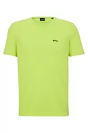 Koszulki męskie - BOSS Męski t-shirt Tee Curved z bawełny organicznej z łukowatym logo, zielony, M, Bright Green325, M - miniaturka - grafika 1