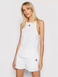 Koszulki i topy damskie - Calvin Klein Jeans Top Organic Cotton Logo Cami J20J215633 Biały Slim Fit - grafika 1