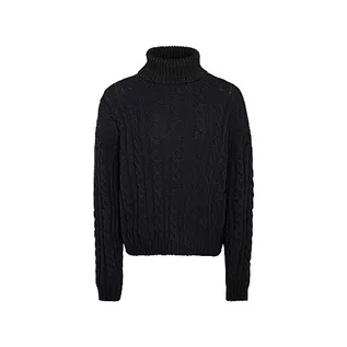 Swetry damskie - piano Damski sweter z dzianiny z golfem akryl czarny rozmiar XL/XXL, czarny, XL - grafika 1
