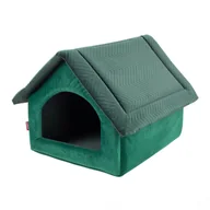 Legowiska dla psów - MATERIAŁOWY DOMEK BUDA LEGOWISKO DLA PSA ZIELONY VELVET R.4 - miniaturka - grafika 1
