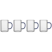 Kubki - Komplet 4 szklanek RENZA, żaroodporne, granatowy uchwyt, 300 ml - miniaturka - grafika 1