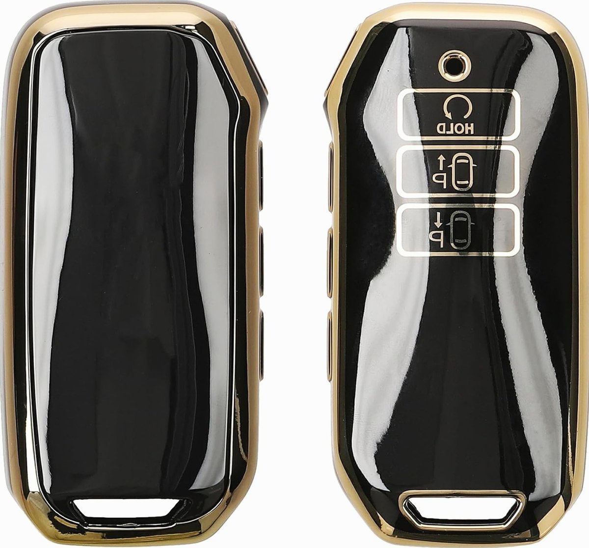 ETUI KLUCZYKA SAMOCHODOWEGO SILIKONOWE CZARNO ZŁOTE 9X4X15CM MIĘKKIE
