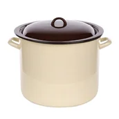 Garnki - Emalia Silesia Rybnik GARNEK PROSTY 16,6L ŚR.30CM WYS.25,2CM KREM/CIEMNY ŚRODEK Z POKRYWĄ - miniaturka - grafika 1
