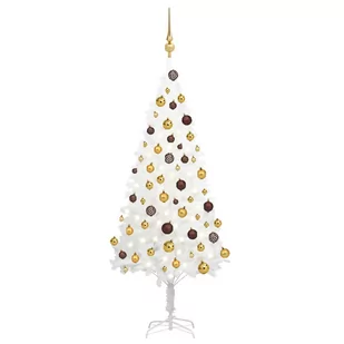 vidaXL Sztuczna choinka z lampkami LED i bombkami, biała, 120 cm - Choinki - miniaturka - grafika 1