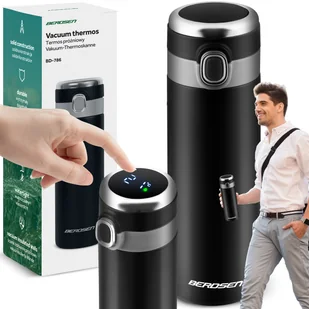 Termos kubek termiczny 450ml z wyświetlaczem Berdsen czarny - Kubki termiczne - miniaturka - grafika 1