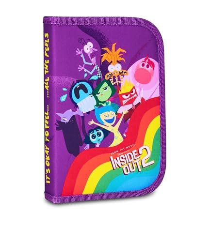 Seven Inside Out 2 piórnik do przedszkola 1 zamek błyskawiczny, fioletowy, jednokomorowy piórnik wraz z kredkami, markerami, akcesoria do plecaka, dziewczynka, Fioletowy, Taglia Unica, nowoczesny