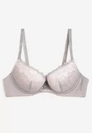 Biustonosze - Szaro-Różowy Biustonosz z Push Upem i Koronkowymi Miseczkami Berilis - miniaturka - grafika 1