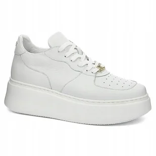 BIAŁE PÓŁBUTY SNEAKERSY CARINII B9016-I81 SKÓRA MODNE PLATFORMA R.39 - Półbuty damskie - miniaturka - grafika 1