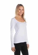 Bluzki damskie - Bluzka z głębokim dekoltem i długim rękawem biała/Golden queen - miniaturka - grafika 1