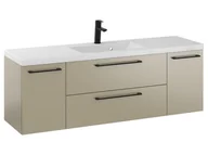 Szafki łazienkowe - Szafka Wisząca Z Umywalką RON 140 cm D - Cappuccino Mat - Uchwyty Czarne Matowe - miniaturka - grafika 1