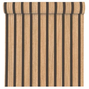 Tapeta Lamelki imitacja drewna 278408 beżowo-czarna papierowa - Tapety - miniaturka - grafika 1