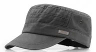 Czapki i chusty sportowe męskie - Czapka z daszkiem MĘSKA patrolówka WOJSKOWA grafitowa Pako Jeans - miniaturka - grafika 1
