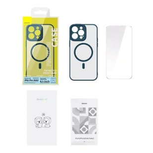 Zestaw ochronny Baseus Frame przeźroczyste etui magnetyczne i szkło hartowane do iPhone 14 Pro (niebieski) - Etui i futerały do telefonów - miniaturka - grafika 6