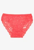 Majtki damskie - Różowe Koronkowe Majtki Typu Figi z Elastycznej Bawełny Pleonta - miniaturka - grafika 1