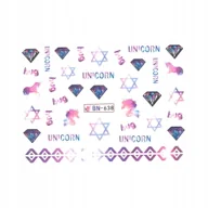 Lakiery hybrydowe - Naklejki Wodne Bn-638 Unicorn - Do Zdobień Na Lakier Hybrydowy I Klasyczny, Żel Uv I Akryl - miniaturka - grafika 1