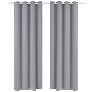vidaXL Zasłony zaciemniające z kółkami, 2 szt., 135x175 cm, szare - Zasłony - miniaturka - grafika 1
