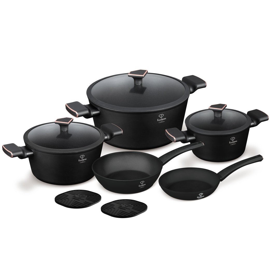 Zestaw garnków 10el. Fashion FTV-0046 Matte Black-Rose Gold