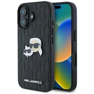 Etui i futerały do telefonów - Karl Lagerfeld KLHCP16MPGKLKCPK iPhone 16 Plus 6.7" czarny/black hardcase Monogram Karl&Chaoupette Head Pin - miniaturka - grafika 1