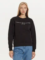 Bluzy damskie - Tommy Hilfiger Bluza Logo WW0WW39791 Czarny Regular Fit - miniaturka - grafika 1