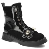 Botki damskie - Czarne Botki S.Barski Modne Buty Damskie - miniaturka - grafika 1