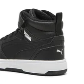 Buty dla dziewczynek - PUMA Rebound V6 Mid WTR AC+ PS, trampki dziecięce, Shadow Gray Puma Czarna Puma Biała, 30.5 EU - miniaturka - grafika 1