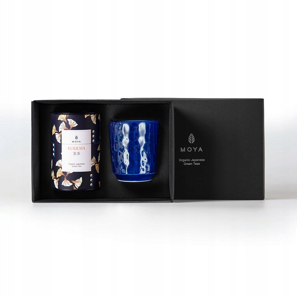 Zestaw prezentowy organiczna zielona herbata Moya Kukicha i kubek Ukiyo