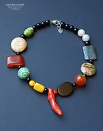 Naszyjniki - Ekskluzywny naszyjnik z mixu minerałów modny elegancki handmade PREZENT lux - miniaturka - grafika 1