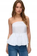 Koszulki i topy damskie - VERO MODA BIAŁY TOP DAMSKI Z FALBANĄ MIEJSKI XL KWB - miniaturka - grafika 1