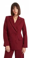 Marynarki i żakiety damskie - TRENDYOL BORDOWA MARYNARKA Z JEDNORZĘDOWYM ZAPIĘCIEM I KLAPAMI 36 5_A - miniaturka - grafika 1