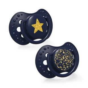 LOVI Lovi Smoczek silikonowy dynamiczny 6-18m Stardust blue 2szt - Smoczki uspokajające - miniaturka - grafika 1