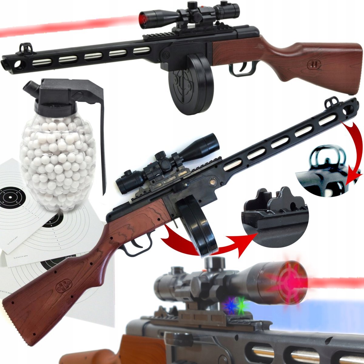 Pepesza Pistolet Maszynowy na Kulki Replika Asg Karabin Snajperka +granat