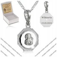 Biżuteria dla dzieci - Srebrny Łańcuszek Z Medalikiem Pr. 925 Pamiątka I Komunii Świętej - miniaturka - grafika 1