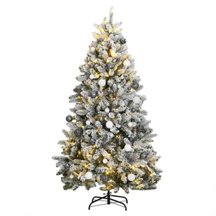 vidaXL Sztuczna choinka na zawiasach, 300 lampek LED i bombki, 300 cm - Choinki - miniaturka - grafika 1