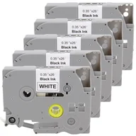 Etykiety do drukarek - Zestaw zamienników taśmy Brother TZE-221 9mm biała/czarny 5szt. - miniaturka - grafika 1