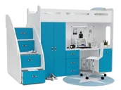 Łóżka dla dzieci i młodzieży - Łóżko piętrowe 200x80 materac + biurko ZUZIA PLUS - miniaturka - grafika 1