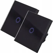 Klawisze i ramki - 2x Dotykowy szklany włącznik światła LED SCHODOWY KRZYŻOWY CZARNY - miniaturka - grafika 1