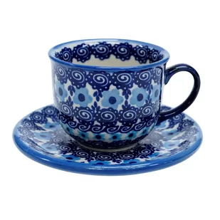 Ceramiczna filiżanka ze spodkiem Ceramika Bolesławiec - Filiżanki - miniaturka - grafika 1