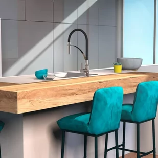 Bateria kuchenna z wylewką Soft-Touch, CARNEO, chromowo-czarna Lumarko! - Baterie wannowe i prysznicowe - miniaturka - grafika 3