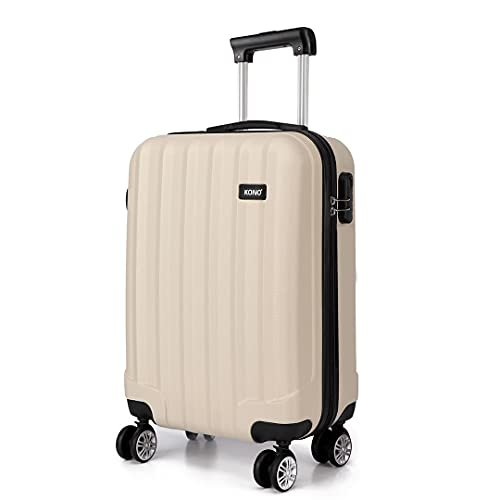 Kono 50.8 cm 61.0 cm 71.1 cm Super lekka walizka PC 4 koła Spinner Bagaż pionowy pasek podróżny walizka na kółkach w Begie, BEŻOWY, 20-inch, Bagaż podręczny