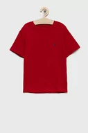 Koszulki dla chłopców - Polo Ralph Lauren t-shirt bawełniany dziecięcy kolor czerwony gładki - miniaturka - grafika 1