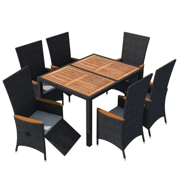 Zestaw Mebli Ogrodowych XXL z Rattanu PE, Stół 150x90x75 cm, Krzesła 58x