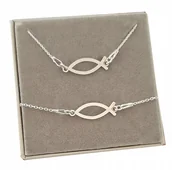 Zestawy biżuterii dla kobiet - Srebrny komplet ryba ichtys srebro 925 - miniaturka - grafika 1