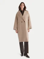 Płaszcze damskie - ViCOLO Płaszcz wełniany TF0003 Beżowy Regular Fit - miniaturka - grafika 1